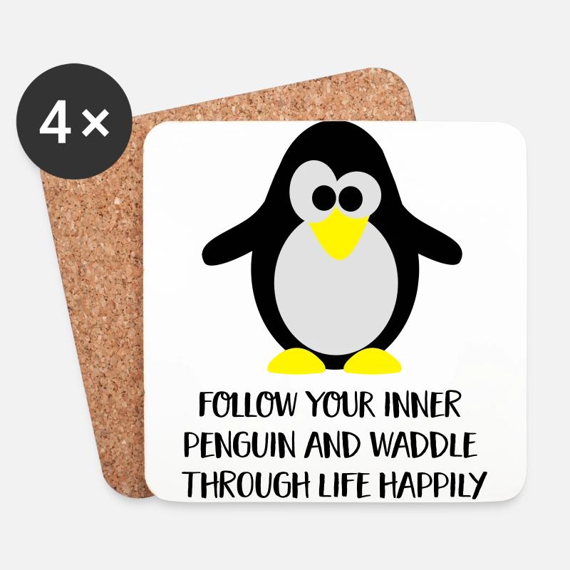 Pinguin - Untersetzer (4er-Set) - Weiß