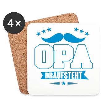 Wo Opa draufsteht ist auch Opa drin - Untersetzer (4er-Set) - Weiß - Vorne