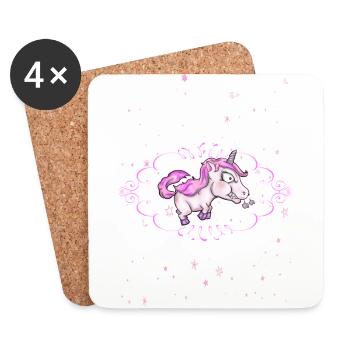 Einhorn - Glitzer - Untersetzer (4er-Set) - Weiß - Vorne