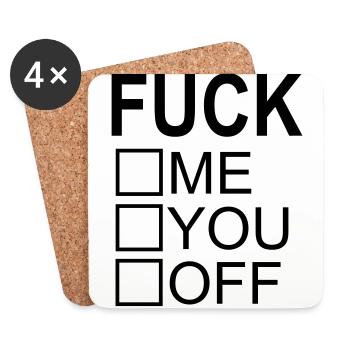 fuck me you off - Untersetzer (4er-Set) - Weiß - Vorne