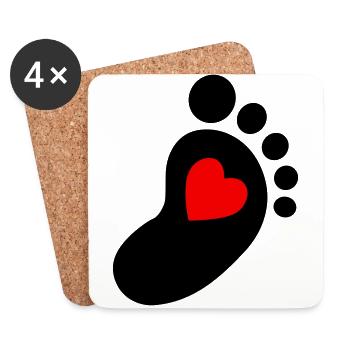 Bébé pied - Dessous de verre (lot de 4) - blanc - Devant