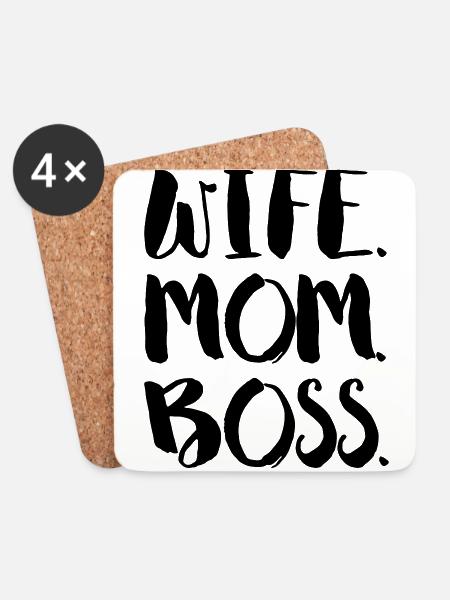 WIFE. MOM. BOSS - Coasters (set of 4) - white