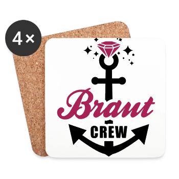JGA T-Shirt - Team Braut - Braut Crew - Braut - Untersetzer (4er-Set) - Weiß - Vorne