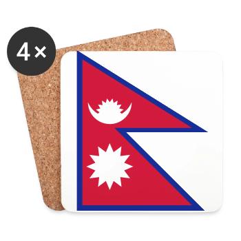 Nationalflagge von Nepal - Untersetzer (4er-Set) - Weiß - Vorne