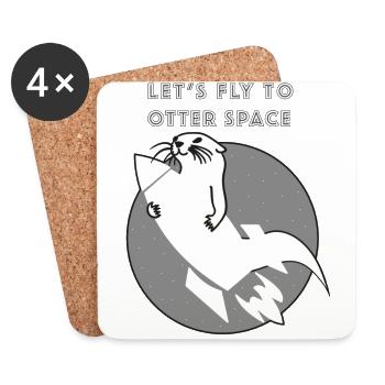 LET´S FLY TO OTTER SPACE -TRANSPARENTE RAKETE - Untersetzer (4er-Set) - Weiß - Vorne