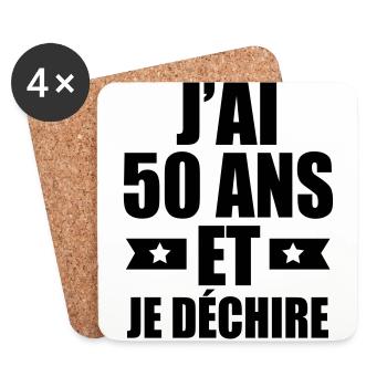 j'ai 50 ans et je déchire - Dessous de verre (lot de 4) - blanc - Devant