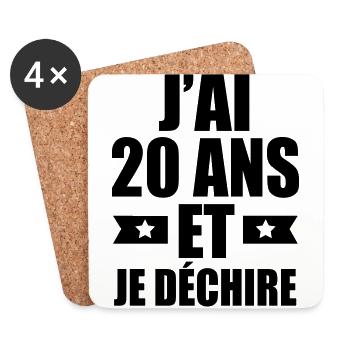 j'ai 20 ans et je déchire - Dessous de verre (lot de 4) - blanc - Devant
