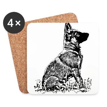 Schaeferhund Welpe - Untersetzer (4er-Set) - Weiß - Vorne