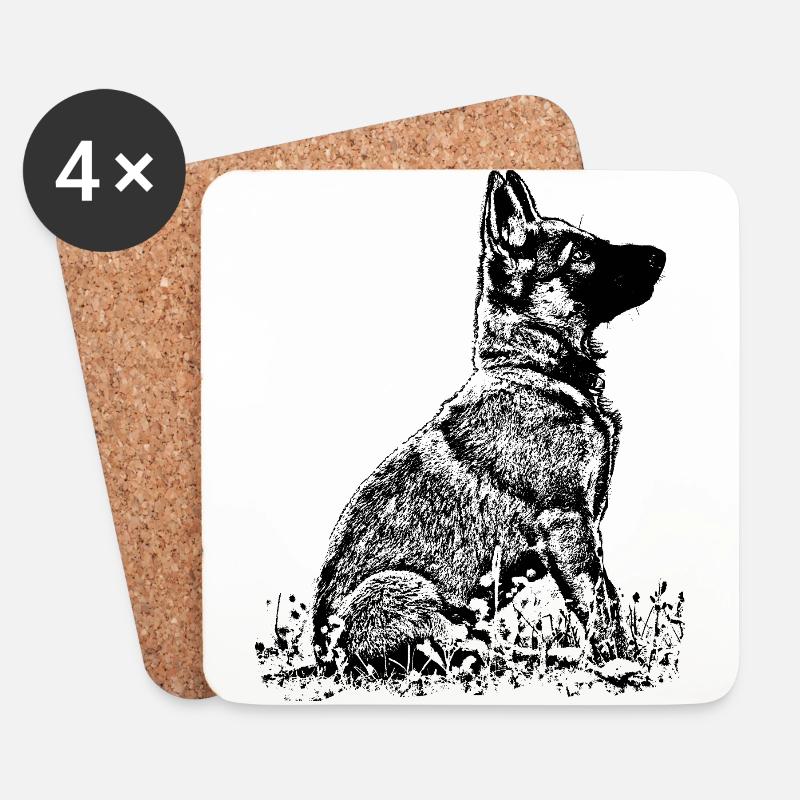 Schaeferhund Welpe - Untersetzer (4er-Set) - Weiß