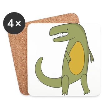 Geschenk Dinosaurier Fossil Kawaii Trex Comic Dino - Untersetzer (4er-Set) - Weiß - Vorne