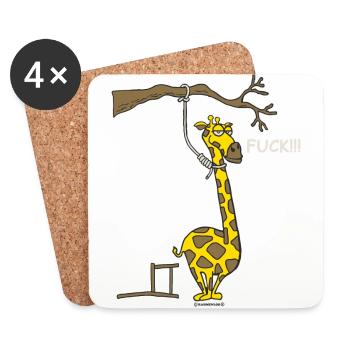 FUN - Giraffe Hangman Fuck Geschenk - Bestseller - Untersetzer (4er-Set) - Weiß - Vorne