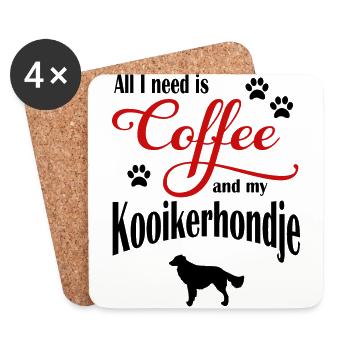 Kooikerhondje Coffee - Coasters (set of 4) - white - Front