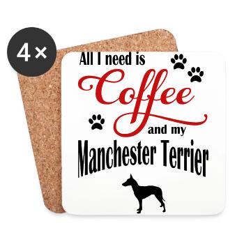 Manchester Terrier Coffee - Untersetzer (4er-Set) - Weiß - Vorne