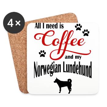 Café norvégien Lundehund - Dessous de verre (lot de 4) - blanc - Devant