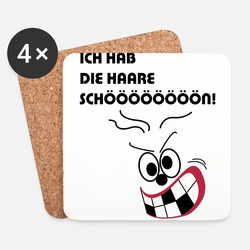 Ich hab die Haare schön - Untersetzer (4er-Set) - Weiß