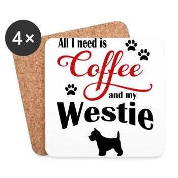 Westie Coffee - Coasters (set of 4) - white - Front