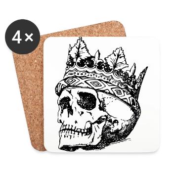 Totenkopf mit Krone - Untersetzer (4er-Set) - Weiß - Vorne