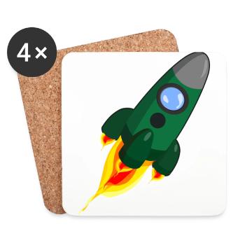 Rakete - Untersetzer (4er-Set) - Weiß - Vorne