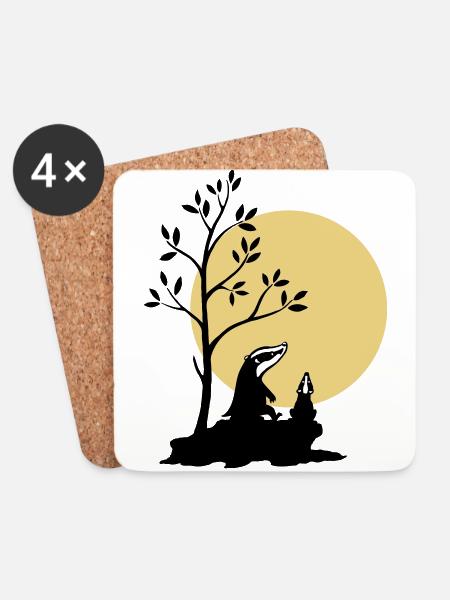 Badgers in the moonlight - Coasters (set of 4) - white