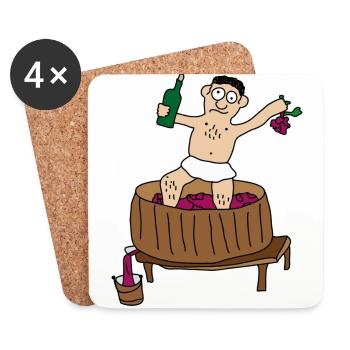 Wein | Weinlese Weinernte Weintrinker Rotwein Fass - Untersetzer (4er-Set) - Weiß - Vorne