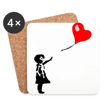 Enfant avec le coeur - Dessous de verre (lot de 4) - blanc - Devant
