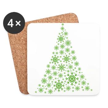 arbre de Noël flocons de neige de sapin de Noël Père Noël - Dessous de verre (lot de 4) - blanc - Devant