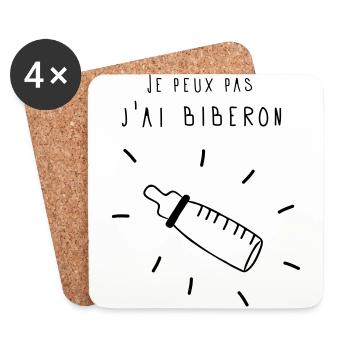 Je peux pas, j'ai biberon! - Dessous de verre (lot de 4) - blanc - Devant