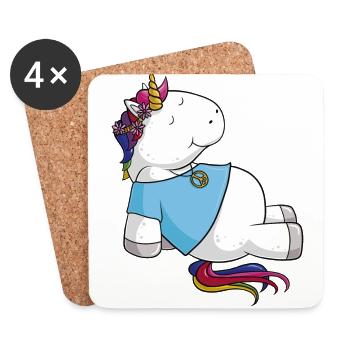 Hippie Einhorn Comic - Untersetzer (4er-Set) - Weiß - Vorne