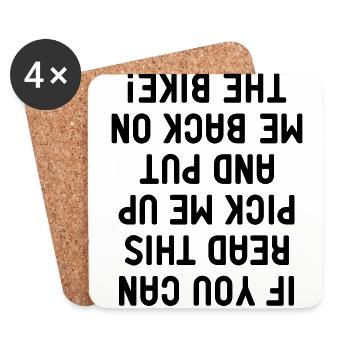 if you can read this Bike Motorcycle Bicycle Saddle - Coasters (set of 4) - white - Front