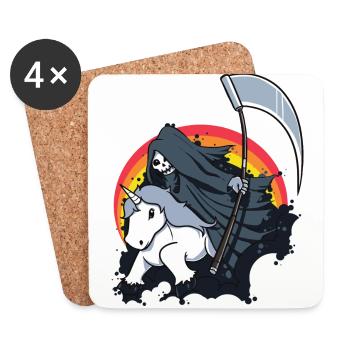 la mort de la mort licorne Sense cadeau drôle - Dessous de verre (lot de 4) - blanc - Devant