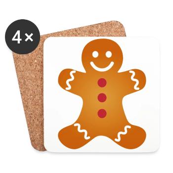 Ugly Christmas Weihnachten Partner Shirt Lebkuchen - Untersetzer (4er-Set) - Weiß - Vorne