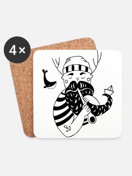 Norden Seemann liebt Musik individuelles Geschenk - Untersetzer (4er-Set) - Weiß