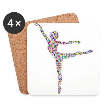 ballerina ballet dance dancer dance dancer yoga48 - Coasters (set of 4) - white - Front