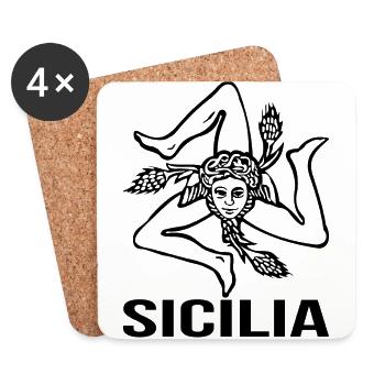 SICILIA sicilian Sizilien Siciliana italy - Untersetzer (4er-Set) - Weiß - Vorne