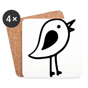 oiseau - Dessous de verre (lot de 4) - blanc - Devant