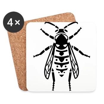 Insectes - Wasp - Dessous de verre (lot de 4) - blanc - Devant