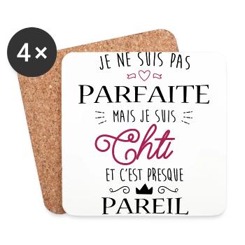 Chti Parfaite - Dessous de verre (lot de 4) - blanc - Devant