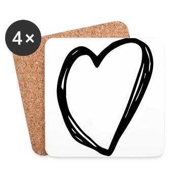 Coeur - Coeur - Dessous de verre (lot de 4) - blanc - Devant