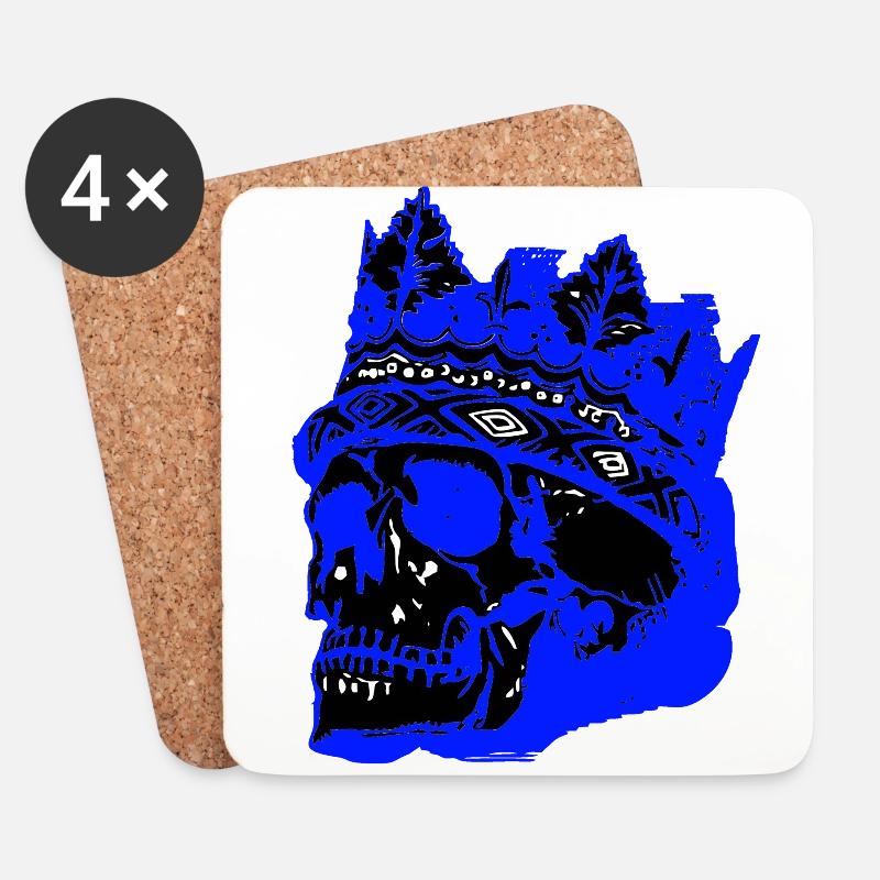 Totenkopf mit Krone - Untersetzer (4er-Set) - Weiß