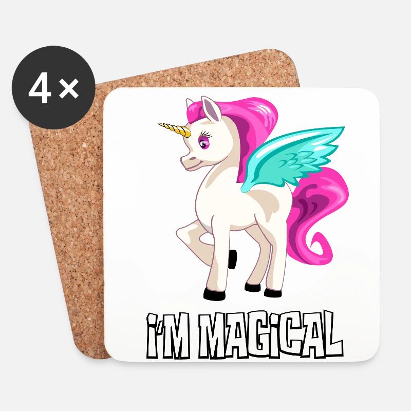 EINHORN Unicorn I am magical Einhorn - Untersetzer (4er-Set) - Weiß