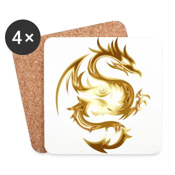 Goldener Chinesischer Drache Geschenk Idee - Untersetzer (4er-Set) - Weiß - Vorne