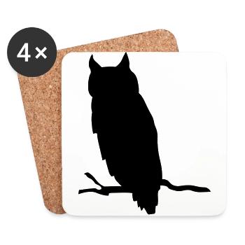 Chouette cadeau Silhouette animal Ast nuit - Dessous de verre (lot de 4) - blanc - Devant