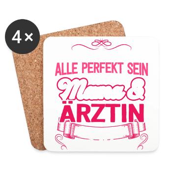 ÄRZTIN - Mama - Untersetzer (4er-Set) - Weiß - Vorne