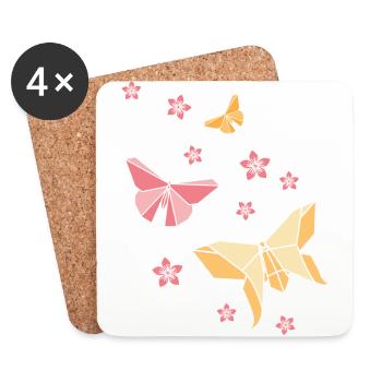 Papillons origami - Dessous de verre (lot de 4) - blanc - Devant