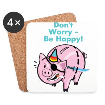 Pirat Schwein - Untersetzer (4er-Set) - Weiß - Vorne