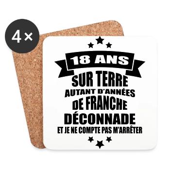 18 ans sur terre - Dessous de verre (lot de 4) - blanc - Devant