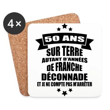 50 ans sur terre - Dessous de verre (lot de 4) - blanc - Devant
