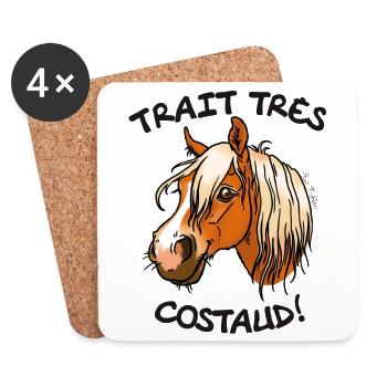 Cheval de trait comtois (texte noir) - Dessous de verre (lot de 4) - blanc - Devant