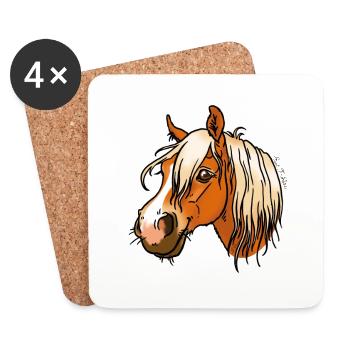 Cheval de trait comtois (texte blanc) - Dessous de verre (lot de 4) - blanc - Devant