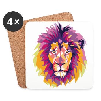 Bunte Löwen Pop Art Zeichentrick Zeichnung - Untersetzer (4er-Set) - Weiß - Vorne